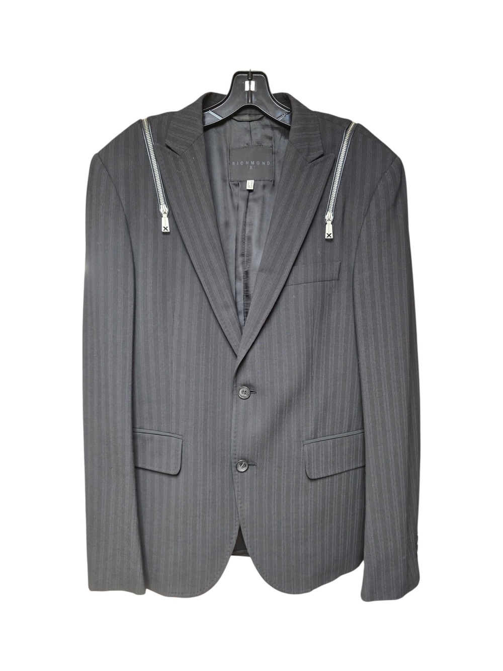 Richmond Gray Pinstripe Blazer with Shoulder Zippers